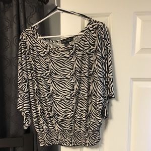 Dolman sleeve zebra print blouse
